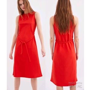 Zara Red Belted Midi Red Dress M  89/MQ